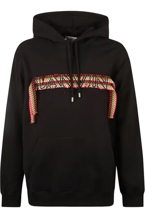 Lanvin Bluzy, Mężczyzna, Czarny, L, Bawełna, Oversize`owa bluza z kapturem i sznurowadłami Curblace