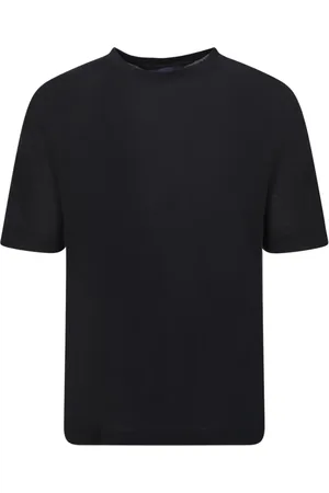 LARDINI Koszulki, Mężczyzna, Czarny, S, Bawełna, Czarny T-Shirt z Lnu i Bawełny - Ss 23