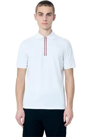 Moncler Koszulki, Mężczyzna, Biały, S, Bawełna, Bawełniana koszulka polo z krótkim zamkiem