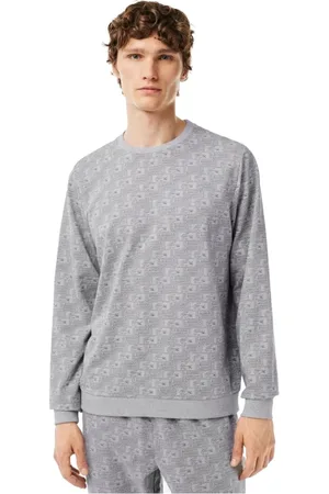 Lacoste Bielizna nocna, Mężczyzna, Szary, L, Bawełna, Piżama z długim rękawem i logo