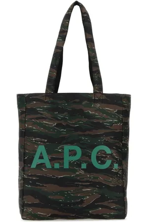 A.P.C. Torebki, Kobieta, Zielony, ONE SIZE, Poliester, Torba shopper Lou z nadrukowanej tkaniny, dwustronna