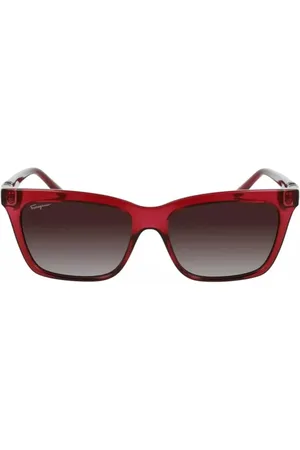 Salvatore Ferragamo Akcesoria, Kobieta, brązowy, ONE SIZE, Prostokątne okulary przeciwsłoneczne z octanu z ochroną UV