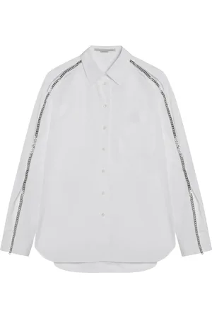 Stella McCartney Bluzki, Kobieta, Biały, S, Bawełna, Koszula z Detalem Łańcucha Falabella