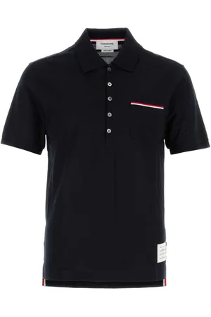 Thom Browne Koszulki, Mężczyzna, Niebieski, M, Bawełna, Koszulka Polo w Paski z Kieszenią