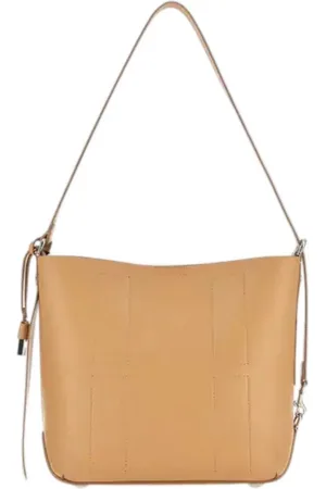 Hogan Torebki, Kobieta, Beżowy, ONE SIZE, Beżowa torba Hobo z uroczym H