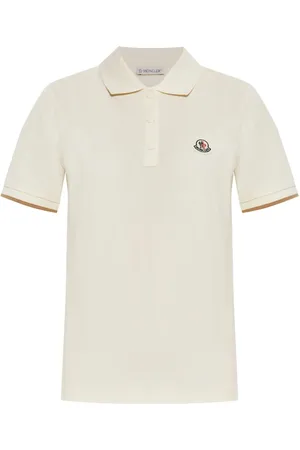 Moncler Koszulki, Kobieta, Beżowy, M, Bawełna, Naturalna Koszulka Polo