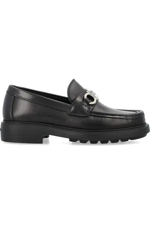 Salvatore Ferragamo Buty, Mężczyzna, Czarny, 40 EU, Skóra, Wsuwane mokasyny z plakietką Gancini