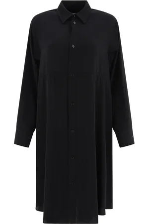 Maison Margiela Sukienki, Kobieta, Czarny, S, Poliester, Sukienka Chemisier ze Sznurkiem