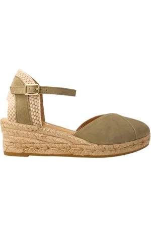 Gaimo Buty, Kobieta, Zielony, 37 EU, Zamsz, Espadryle damskie z dekoltem w kształcie litery V w kolorze khaki