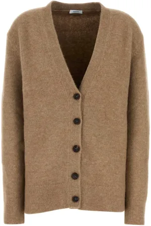 Salvatore Ferragamo Swetry, Kobieta, brązowy, S, Nylon, Kardigan oversize z mieszanki alpaki