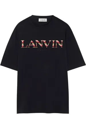 Lanvin Koszulki, Mężczyzna, Czarny, M, Bawełna, Bawełniany T-shirt z dżerseju z haftowanym logo