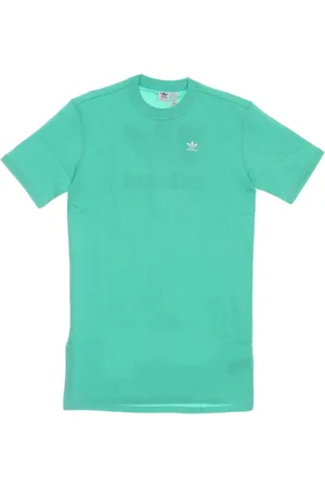 adidas Sukienki, Kobieta, Zielony, L, Bawełna, Zielona Sukienka Tee z Krótkim Rękawem