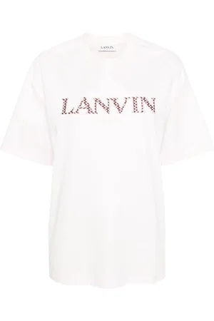 Lanvin Koszulki, Kobieta, Różowy, M, Bawełna, T-shirt z naszywkami z logo