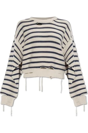 Maison Margiela Swetry, Kobieta, Beżowy, S, Bawełna, Sweter w paski