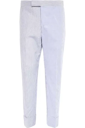 Thom Browne Spodnie, Mężczyzna, Niebieski, M, Bawełna, Spodnie Slim-fit