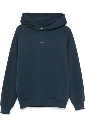 A.P.C. Bluzy, Mężczyzna, Niebieski, S, Bawełna, Bawełniana Bluza z Kapturem