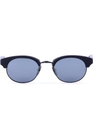 Thom Browne Akcesoria, Mężczyzna, Czarny, ONE SIZE, Owalne okulary przeciwsłoneczne
