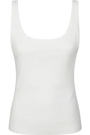 Maison Margiela Koszulki, Kobieta, Biały, S, Bawełna, Stylowy Top na Ramiączkach