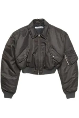 Acne Studios Kurtki, Kobieta, Szary, S, Nylon, Antracytowa Kurtka Bomberka