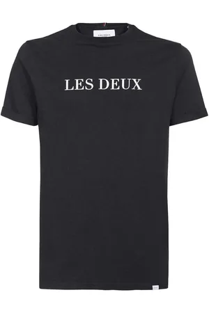 Les Deux Koszulki, Mężczyzna, Niebieski, XS, Bawełna, Bawełniany T-shirt z Prążkowanym Dekoltem