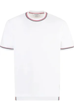 Thom Browne Koszulki, Mężczyzna, Biały, XL, Bawełna, Bawełniany T-shirt z okrągłym dekoltem i krótkim rękawem