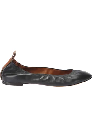 Lanvin Buty, Kobieta, Czarny, 37 EU, Skóra, Baletki z Okrągłym Noskiem i Logo