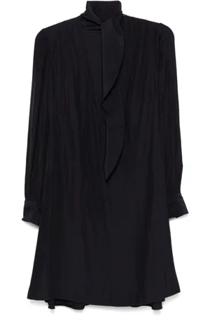 Lanvin Sukienki, Kobieta, Niebieski, S, Poliester, Granatowa Sukienka z Drapowaniem