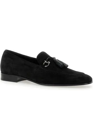 Salvatore Ferragamo Buty, Mężczyzna, Czarny, 40 EU, Zamsz, Czarne mokasyny z zamszu z detalem Gancini