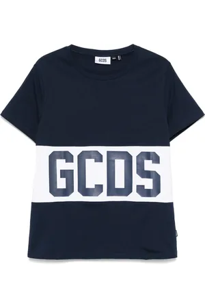 GCDS Koszulki, Mężczyzna, Niebieski, L, Niebieski Bawełniany T-shirt