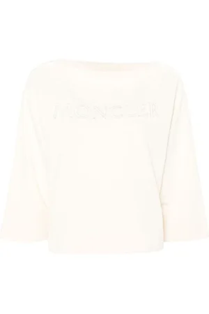 Moncler Koszulki, Kobieta, Biały, S, Bawełna, Casual Cotton Tee