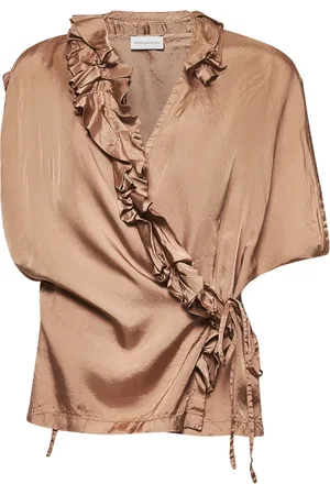 DRIES VAN NOTEN Bluzki, Kobieta, Beżowy, M, Bluzka z kimono i wiązaniem