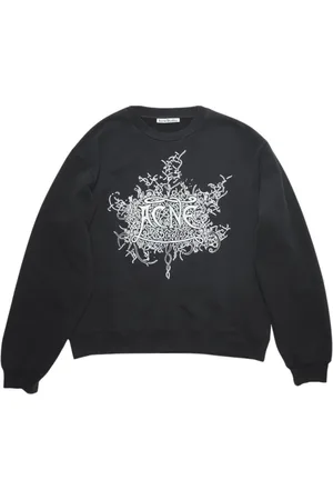 Acne Studios Bluzy, Mężczyzna, Czarny, S, Bawełna, Fluorescencyjna Czarna Bluza z Logo