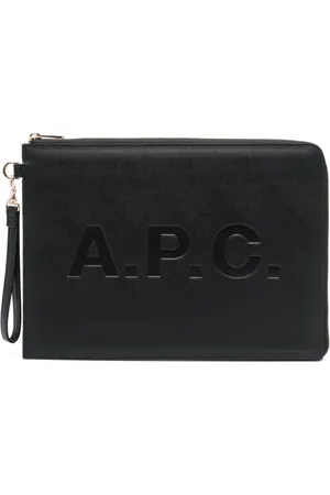 A.P.C. Torebki, Kobieta, Czarny, ONE SIZE, Skóra, Skórzana kopertówka z wytłoczonym logo