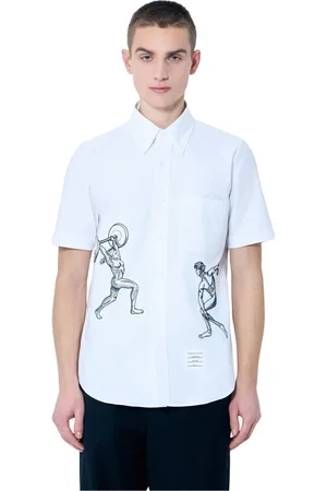 Thom Browne Koszule, Mężczyzna, Biały, S, Bawełna, Koszula z haftowanymi sznurkami