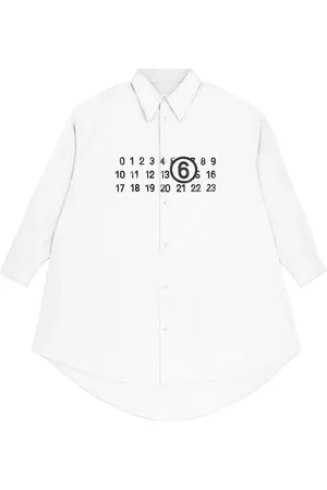 Maison Margiela Bluzki, Kobieta, Biały, S, Bawełna, Oversize Sukienka Koszulowa z Obniżoną Linią Ramion