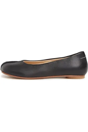 Maison Margiela Buty, Kobieta, Czarny, 36 EU, Skóra, Skórzane Baleriny z Kwadratowym Noskiem