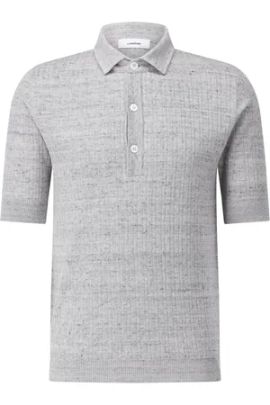 LARDINI Koszulki, Mężczyzna, Szary, 2XL, Bawełna, Koszulka Polo z Mieszanki Lnu