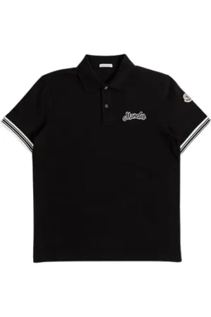 Moncler Koszulki, Mężczyzna, Czarny, M, Bawełna, Polo z haftem