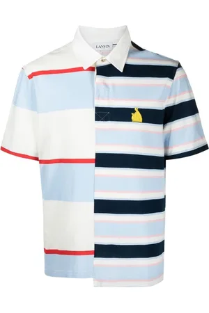 Lanvin Koszulki, Mężczyzna, Biały, S, Bawełna, Koszulka Polo Patchwork Logo