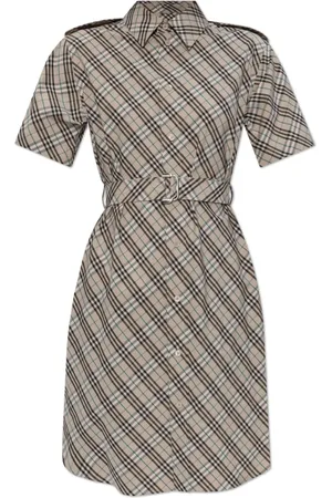 Burberry Sukienki, Kobieta, Beżowy, S, Bawełna, Sukienka w kratę