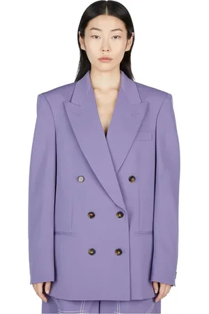 Stella McCartney Kurtki, Kobieta, Fioletowy, S, Bawełna, Oversizedowa Dwurzędowa Marynarka