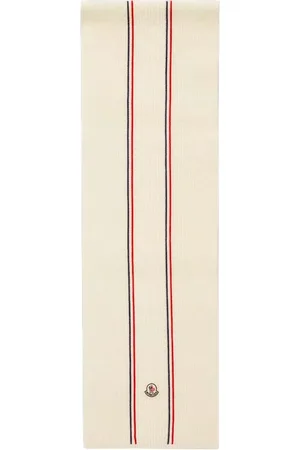Moncler Akcesoria, Mężczyzna, Beżowy, ONE SIZE, Wełna, Trikolorowy wełniany szal - Kremowy