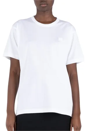 Acne Studios Koszulki, Kobieta, Biały, L, Bawełna, T-shirt z okrągłym dekoltem