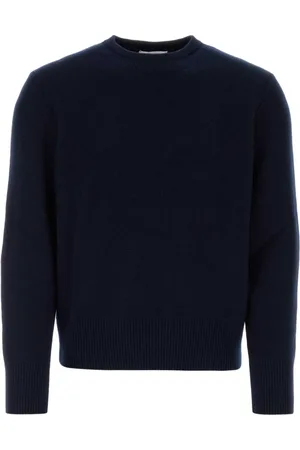 Thom Browne Swetry, Mężczyzna, Niebieski, S, Wełna, Granatowy sweter wełniany