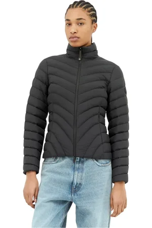 Moncler Kurtki, Kobieta, Czarny, S, Poliester, Krótka kurtka puchowa z matowym wykończeniem