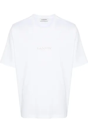 Lanvin Koszulki, Mężczyzna, Biały, S, Bawełna, Klasyczny T-shirt z haftem