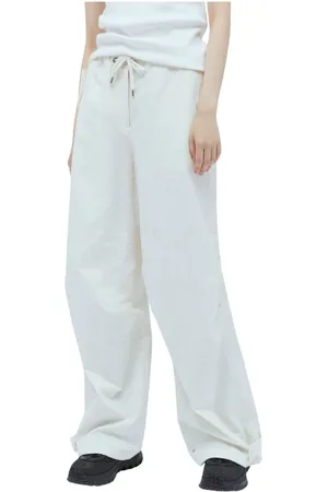 Moncler Spodnie, Kobieta, Biały, S, Bawełna, Bawełniane spodnie ze sznurkiem i naszywką z logo