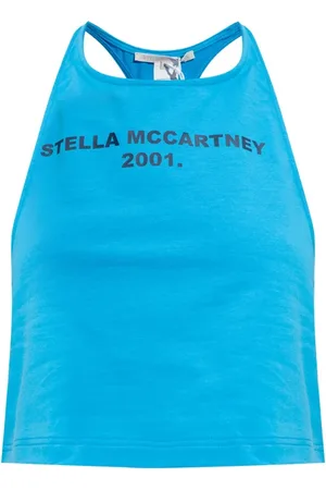 Stella McCartney Koszulki, Kobieta, Niebieski, S, Bawełna, Tank Top