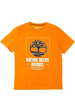 Timberland Koszulki, Mężczyzna, Pomarańczowy, L, Bawełna, Dark Cheddar Front Tee