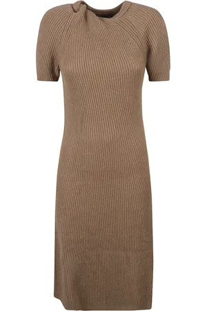 Stella McCartney Sukienki, Kobieta, brązowy, M, Kaszmir, Sukienka dzianinowa z kaszmiru Shifting Volume